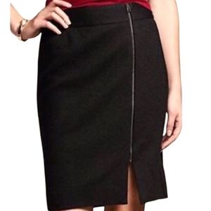 Banana Republic Black Wool Asymmetrical Zipper Pencil Skirt